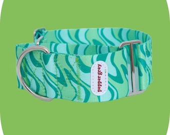 Green Retro Martingale Dog Collar – Suki Greyhound Whippet Collar