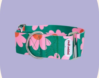 Summer Flowers Collar - Greyhound Collar, Whippet Collar, Martingale Collar, No Pull Collar, Cloud Dog Collar, Thick Dog Collar