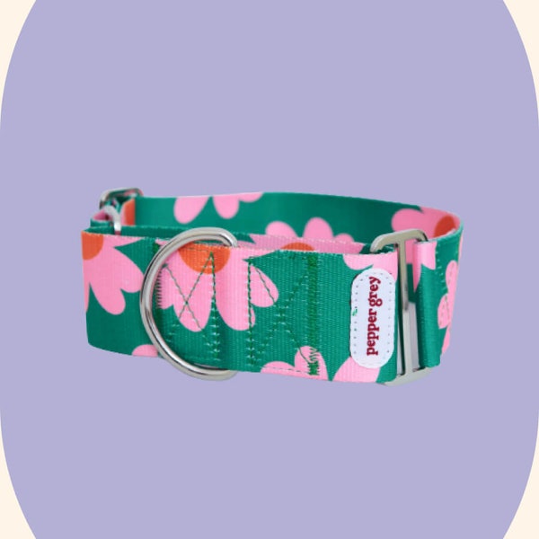 Summer Flowers Collar - Greyhound Collar, Whippet Collar, Martingale Collar, No Pull Collar, Galgo Collar, Saluki Collar