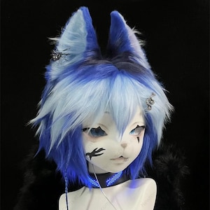 Luminous Cat Boy - Premade Fursuit Head, Furry Mask, Kig Kemono Kigrumi Costume, Fursona Cosplay Head, Custom Furry Head, Gift For Coser