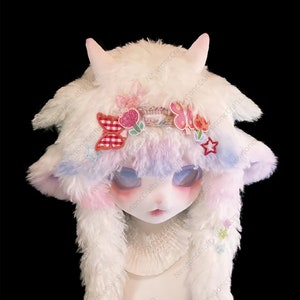 Strawberry Lamb - Premade Fursuit Head, Furry Mask, Kig Kemono Kigrumi Costume, Cute Fursona Cosplay Head, Custom Furry Head, Gift For Kid