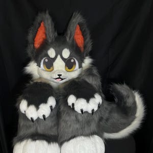 Full Set with Head,Paws,Tail,and Boots,Custom Kemono Kigurumi Cosplay,Cute Alaskan with Big Ears,Perfect Gift for Kids and Fans!