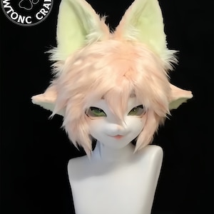 Lemon Vibe 4-Eared Cat - Pre made Kig Head Fursuit Mask Kigurumi Head, Kig Mask, Kemono Mask Head, Fursona Mask Head, Furry Costume Gift