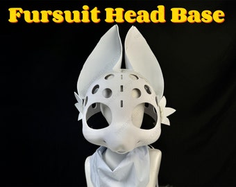 Base de cabeça para fursuit impressa em 3D, máscara peluda, cosplay