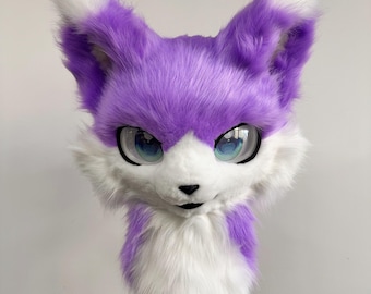 Purple Lightning Dog Kemono Mask: Handmade Fursuit Head