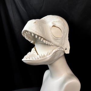 White-based dinosaur mask, Custom dinosaur mask, Dino mask base, Suitable for dinosaur cosplay or fursuits, Gift for kids!