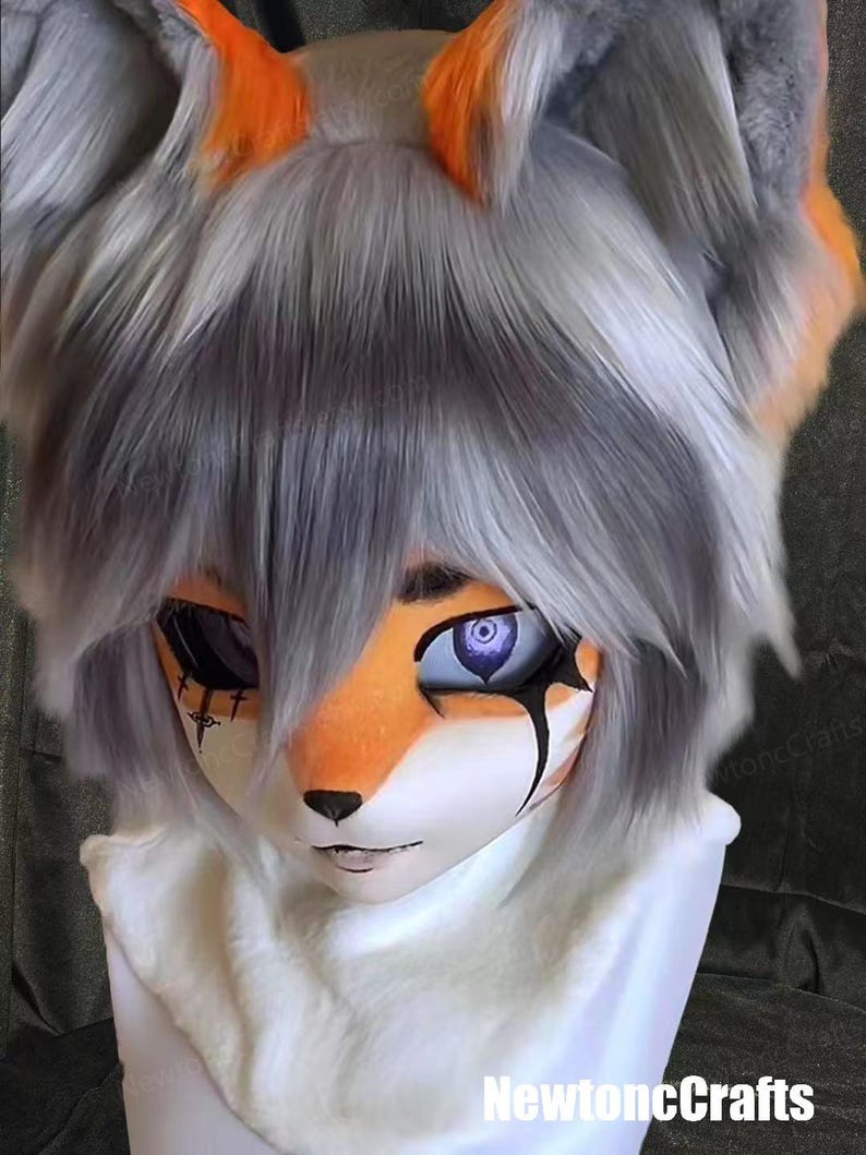 Ninja Fox Premade Kig Head Fursuit Mask Kigurumi Head, Kig Head Mask