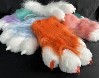 Patas de disfraz de 4 dedos, guantes de gato económicos, guantes de disfraz personalizados, patas peludas hechas a mano, guantes de piel sintética, regalo para niños, accesorio de cosplay
