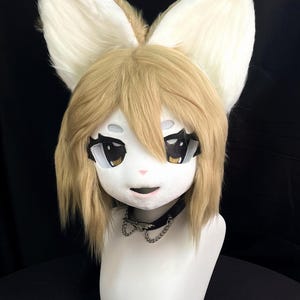 Cute Big - Eared Cat Girl, Premade Fursuit Head, Premade Kig Kemono Style, Finished Furry Mask, Custom Furry Head, Gift for Daughter