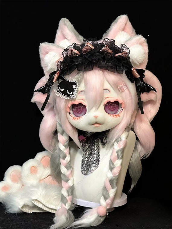 メイド猫のファースーツマスク（足付き） - かわいい着ぐるみケモノ