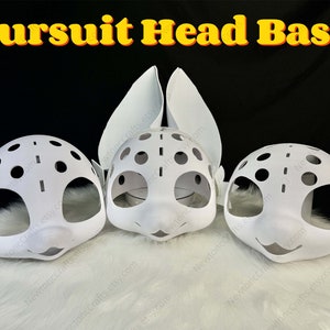 Fursuit Head Base With Back Head, Eva Ears, Eva Cheeks, Fursona Mask Base, Dino Cat Dog Wolf Fox Head Skull, 3D Printed Furry Head, Cosplay
