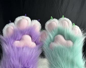 Cute Fursuit Paws with 4 Fingers, Cheap Cat Gloves, Custom Fursuit Gloves, Handmade Furry Hand Paws, Faux Fur Paws Gloves, Kawaii Gift