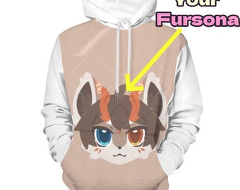 Fursuit Hoodie, Personalized Sona Image Sweatshirt, Self-Defined Pattern Colors