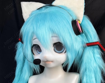 初音ミクの猫のキグヘッド、既成の着ぐるみマスク、ケモノマスク