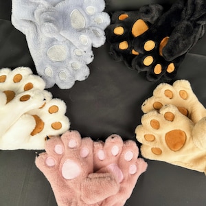 Cute Furry Gloves with Neck Strap Design, Adorable Animal Paws Patterns, Cheap Fursuit Gloves, Handmade Furry Hand Paws, Gift For Kid
