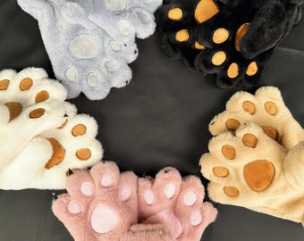 Handmade Furry Paws Gloves, Animal Cosplay, Winter Warm