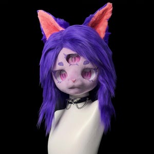 A three - eyed terrifying elf, Free Commission, Custom Kemono/Kig Fursuit Mask,Kigrumi Head, Full set, Furry Costume,Gift for Fursuit Fan