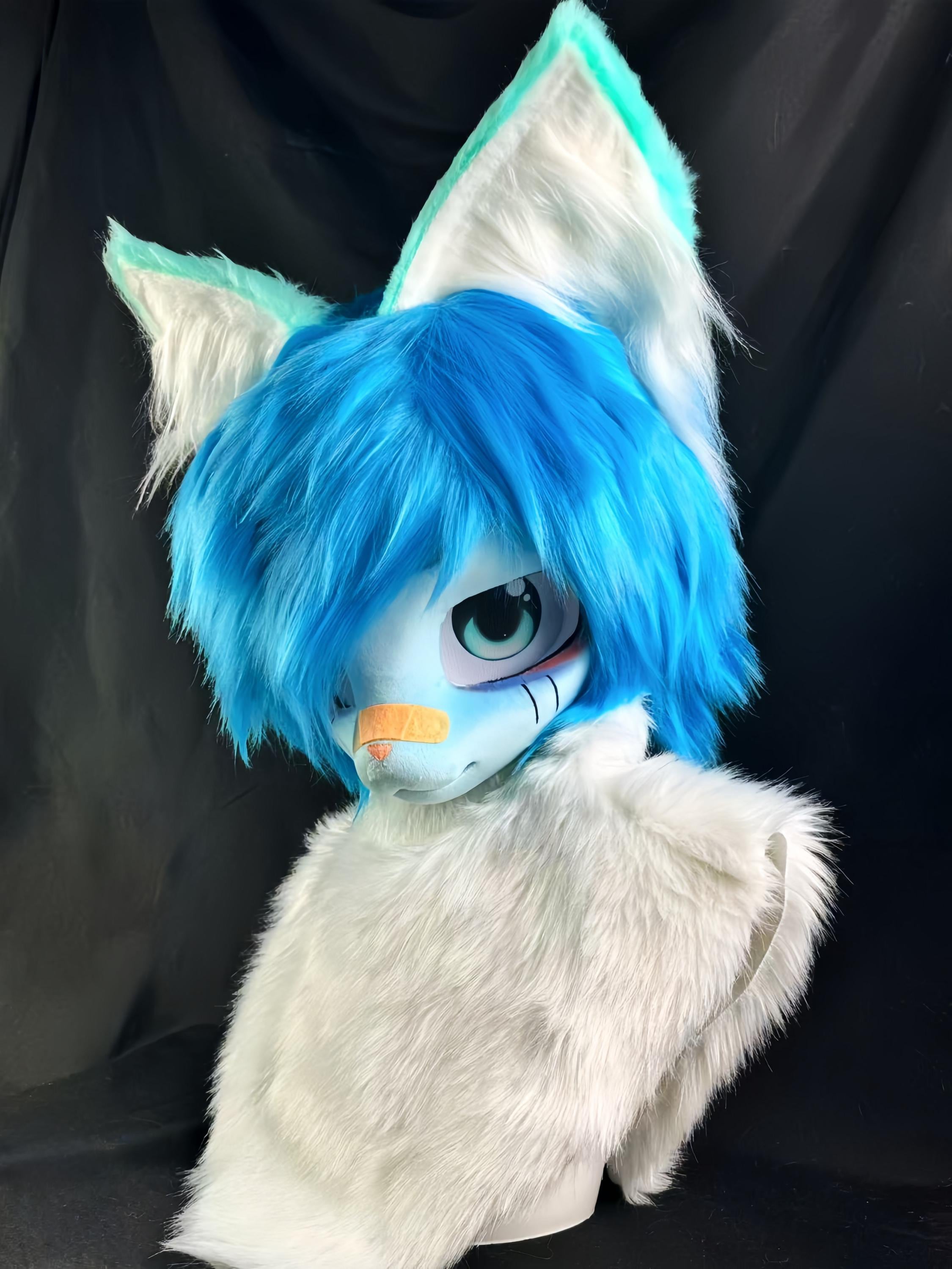 Handmade Fox Fursuit Kig Head Display: Customizable Furry Costume