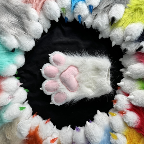 21 COLORS Fursuit Paws 4 Fingers, Cheap Cat Gloves, Custom Fursuit Gloves, Handmade Furry Hand Paws, Faux Fur Paws Gloves, Gift For Kid