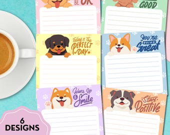 Dog Printable Memo Pad,  Peeking Dog Positive Affirmation Printable Notepad ,Cute Printable Stationery , Kawaii Memo, Sticky Note Template