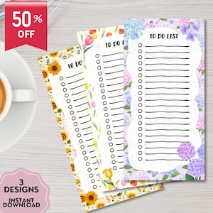 Floral To Do List, Printable Notepad , Kawaii Memo, To do List, Cute Stationery, Floral Print, Flower Pattern, Flowers Notepad, Floral Print
