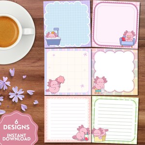 Bloc de notas de ajolote, Ajolote imprimible, Lindo ajolote, Bloc de notas imprimible, Papelería linda, Bloc de notas kawaii, Lindo ajolote imprimible, Lindo animal