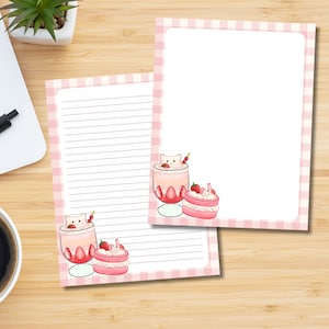 Strawberry Printable, Memo Pad Cute, Strawberry Printable Notepad, Cute ...