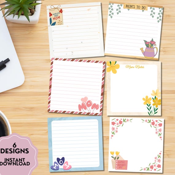 Mom Gift, Printable Notepad, Mother Printable Notepad, Printable Stationery ,Best Mom Gift, Kawaii Memo, Cute Stationery, Mothers Day Note