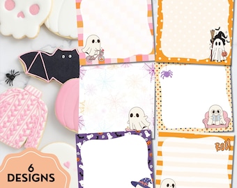 Halloween Notepad, Halloween Printable, Memo Pad Cute, Cute Ghost, Printable Notepad, Cute Stationery, Kawaii Memo Pad, Retro Ghost Prints