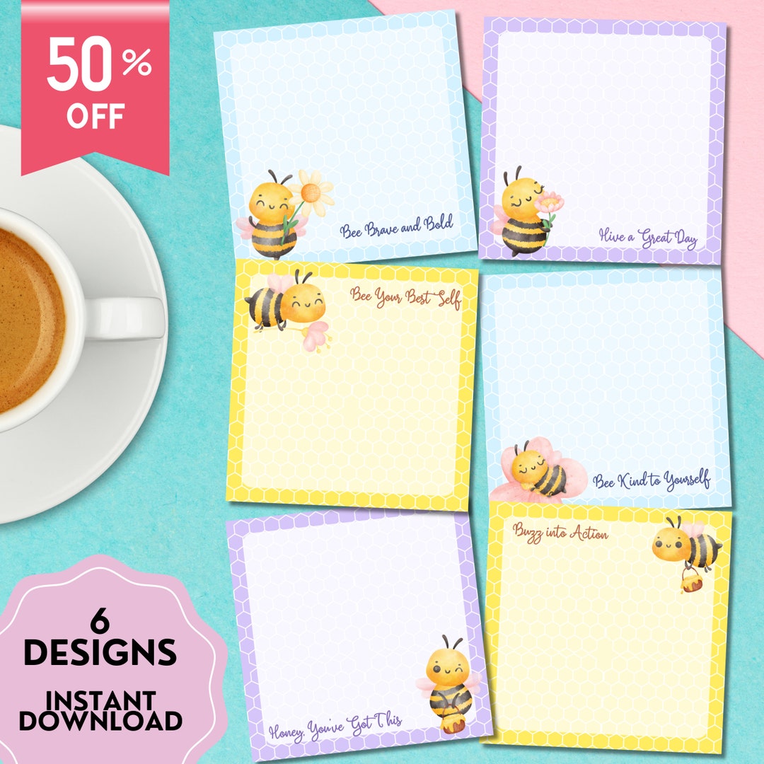 Bee Positive Notepad, Bee Printable, Memo Pad Cute, Bee Printable ...
