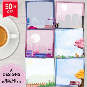 Pixel Positive druckbare Notizblock, Pixel Art Kawaii Memo, positive Affirmation, druckbare Memo Blätter, niedliches Briefpapier, positive Zitate Notiz