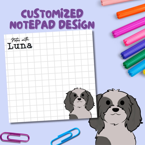 Custom Pet Portrait Illustration Memo Pad, Cute Custom Cartoon Drawing Notepad, Personalized Gift for Friend, Portrait from Photo Gift