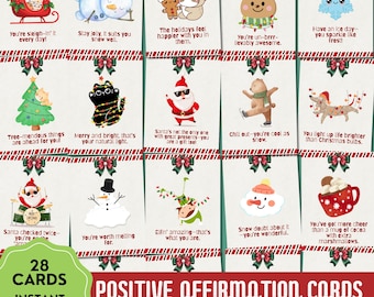 Tarjetas navideñas con afirmaciones, tarjetas de afirmación positiva, Navidad divertida, mensaje navideño, tarjeta festiva, regalo imprimible