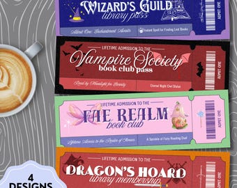 Fantasy Bookmark, Printable Bookmarks, Cute Stationery, Fantasy Books, Digital Bookmarks, Book Lover Gift, Cute Bookmark, Admit One Bookmark