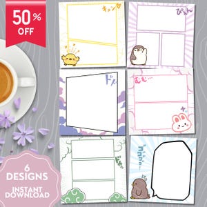 Manga Notepad, Printable Notepad, Manga Print, Cute Stationery, Kawaii Memo, Sticky Note Template, Digital Notepad, Anime Inspired