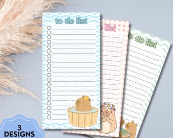 Cute Capybara List, Printable Notepad , Kawaii Memo, To do List, Cute Stationery, List Notepad, Cute Capybara, Capybara Notepad, Pastel Note