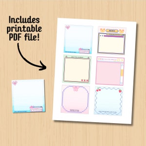 Puede incluir: Papel digital imprimible con ocho blocs de notas de diferentes colores pastel que presentan dise&ntilde;os pixelados y citas motivacionales. Las citas incluyen "La vida es mejor en p&iacute;xeles", "P&iacute;xeles peque&ntilde;os, gran impacto", "Construye un d&iacute;a perfecto en p&iacute;xeles" y "Alimenta tu felicidad, p&iacute;xel a p&iacute;xel".