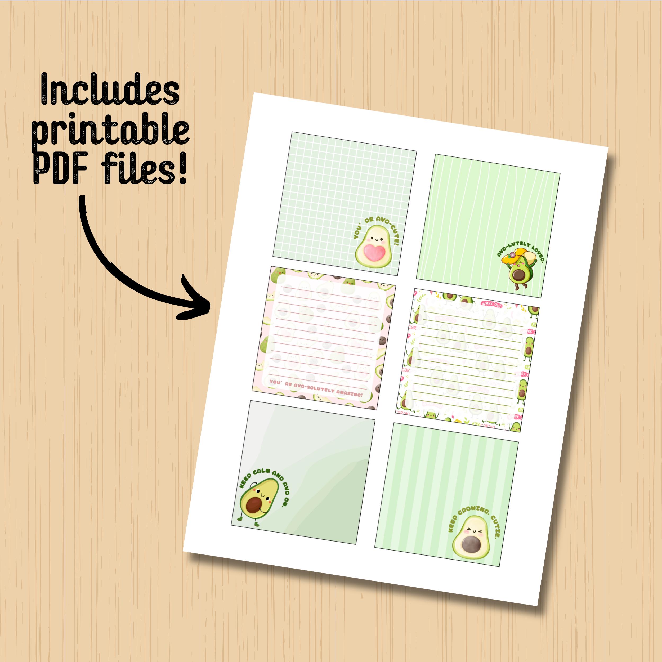 Avocado Notepad, Avocado Printable, Cute Avocado, Printable Notepad ...