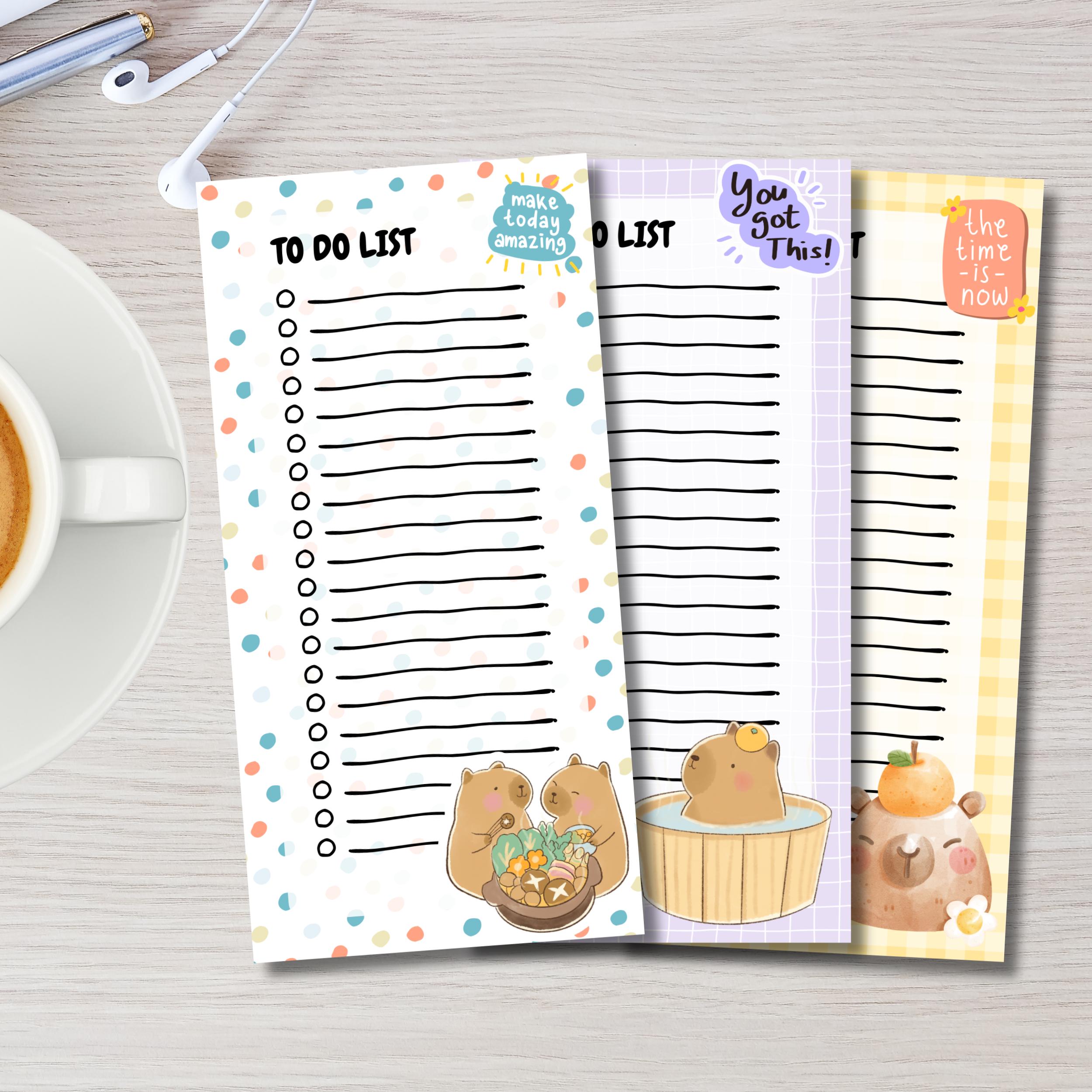 Cute Capybara List, Printable Notepad , Kawaii Memo, to Do List, Cute ...