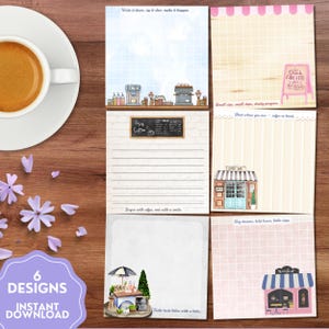 Bloc de notas de cafetería, bloc de notas imprimible, regalo para amantes del café, nota imprimible, papelería bonita, nota kawaii, amante del café, afirmación positiva