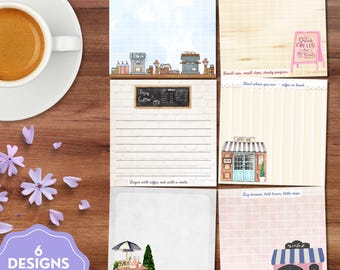 Coffee Shop Notepad, Printable Notepad, Coffee Lover Gift, Printable Memo, Cute Stationery, Kawaii Memo, Coffee Lover, Positive Affirmation