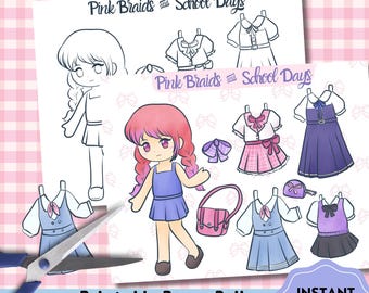 Paper Dolls Printable, Cute School Girl, Coloring Pages, Cute Paper Doll, Paper Doll Clothes, Adult Coloring, Kids Worksheet, Paper Dolls