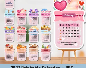 Calendario de las estaciones en un frasco, Calendario 2027, Calendario en frasco, Calendario imprimible, Calendario bonito, Calendario de escritorio, Calendario de afirmaciones positivas, Frasco Mason