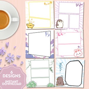 Manga Notepad, Printable Notepad, Manga Print, Cute Stationery, Kawaii Memo, Sticky Note Template, Digital Notepad, Anime Inspired