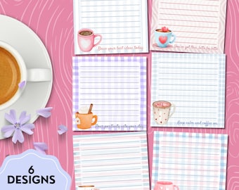 Coffee Notepad, Printable Notepad, Coffee Lover Gift, Printable Memo Pad, Cute Stationery, Kawaii Memo, Pastel Notepad, Positive Affirmation