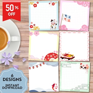 Japandi Design, Wydrukowany Notatnik, Urocze Artykuły Papiernicze, Kawaii Memo, Szablon Notatki Samoprzylepnej, Japońskie Artykuły Papiernicze, Japandi Notatnik, Kawaii Notatki