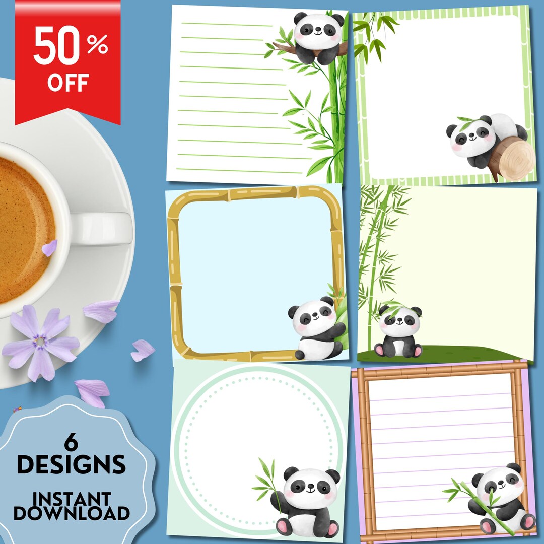 Panda Notepad, Printable Notepad, Cute Stationery, Kawaii Memo, Animal ...