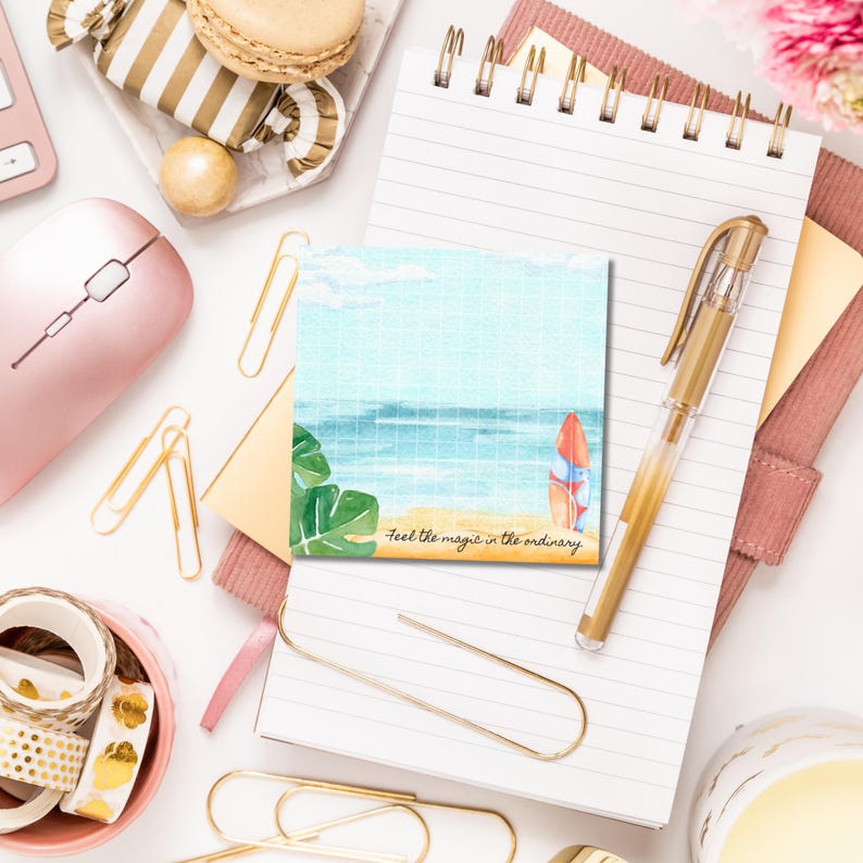 Summer Watercolor Notepad, Beach Vibe Notepad, Printable Notepad, Cute ...