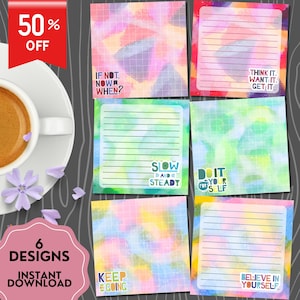 Abstrakt Print, Abstrakt Notizblock, Abstraktes Design, Printable Notizblock, Positive Affirmation, Kawaii Memo, Süßes Briefpapier, Buntes Notizblock