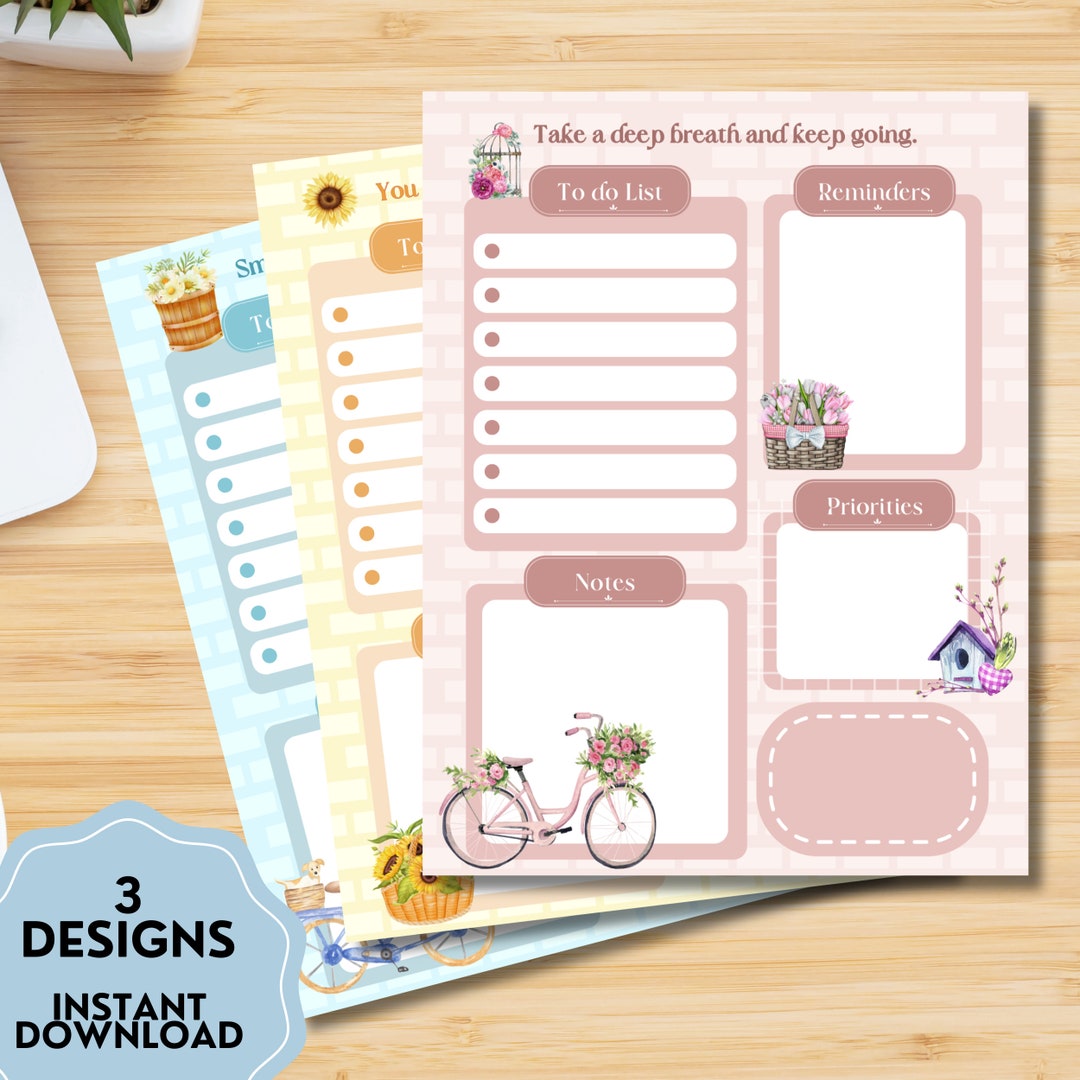 Vintage Printable, Positive Printable Notepad, Kawaii Memo Pad, Cute ...